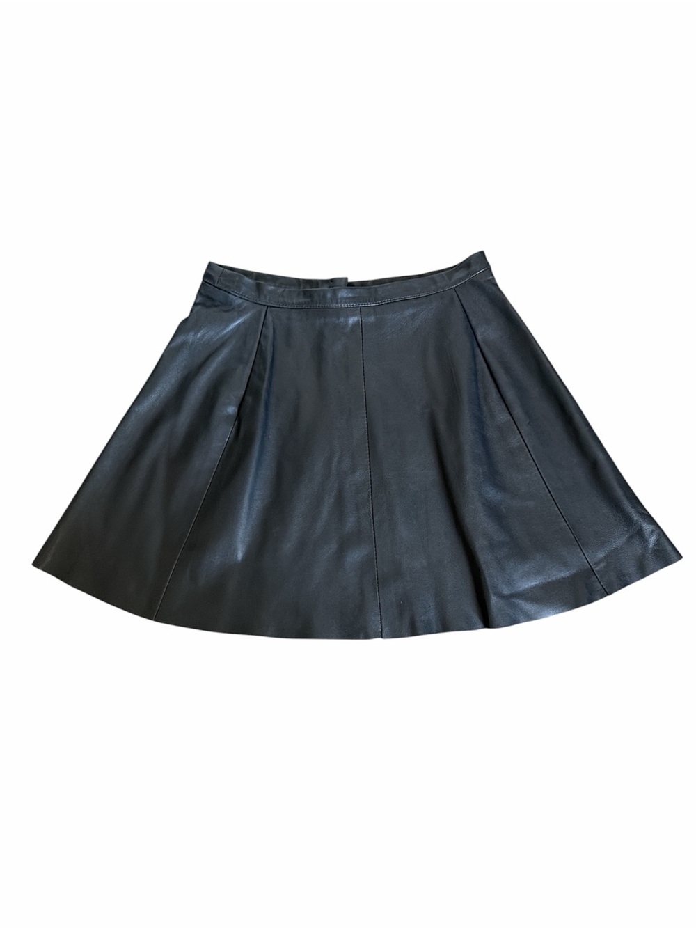 Women’s Black Faux Leather A-Line Skirt